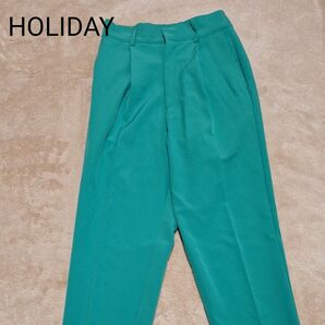 HOLIDAY パンツ グリーン M スラックス タック
