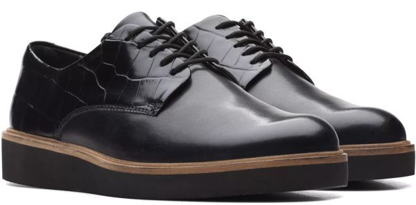 送料無料 Clarks 26.5cm クロコ型押し 軽量 マンテーラード シューズ ブラック スニーカー ウェッジ フラットソール ローファー AAA273