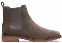 Clarks 24cm サイドゴア ブーツ ジッパー トープ スエード チェルシー レザー 革 ブーティー ローファー バレエ スニーカー パンプス AC6_画像2