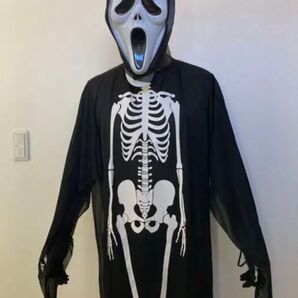 【スクリーム 死神 コスチューム 3点セット】骸骨デザイン フリーサイズ 新品未使用