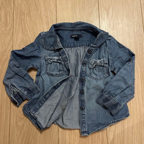 【綿100%】babyGAP デニムシャツ 90cm ロールアップ