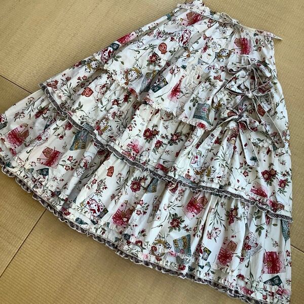 ★美品★ ピンクハウス アリス柄プリントフリルスカート