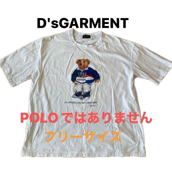 D'sGARMENT Tシャツ メンズ 白 ホワイト クマ バスケ 韓国