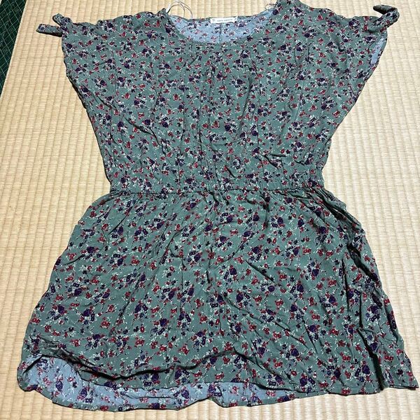 navy natural 花柄チュニック