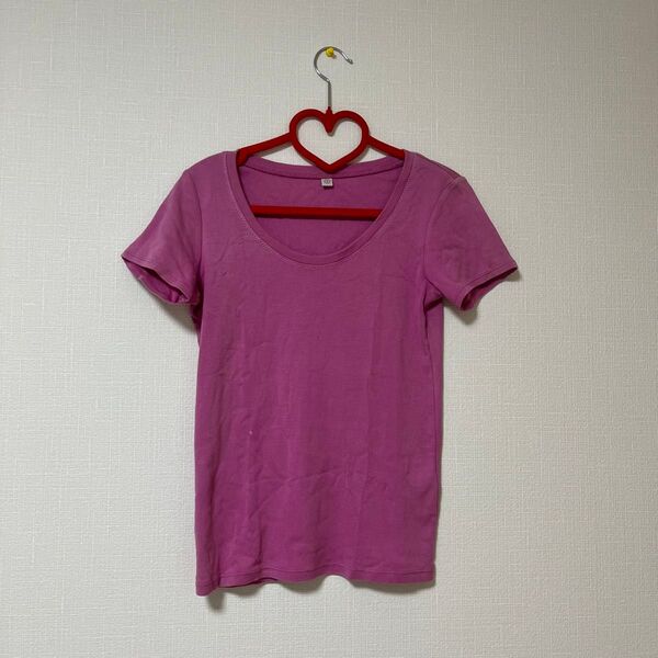 ユニクロ UNIQLO 半袖 Tシャツ S 無地 ピンク トップス カットソー 綿100% コットン