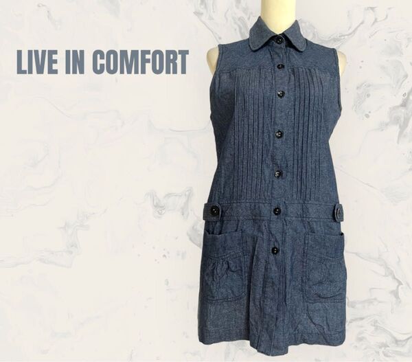 【LIVE IN COMFORT】フェリシモ ノースリーブ ワンピース デニム