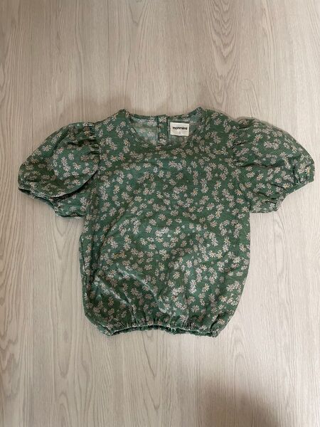 【monmimi】花柄 パフスリーブ 半袖トップス Lサイズ ブラウス