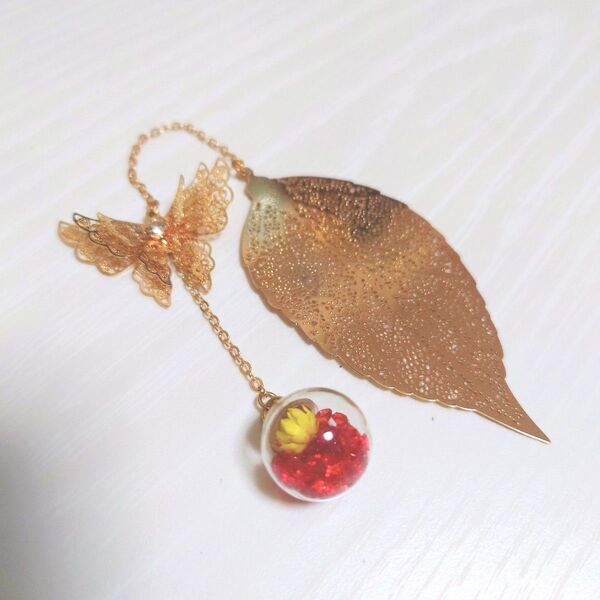 1点限り!ブックマーク しおり 葉っぱ きれい金属 ハンドメイド 装飾品