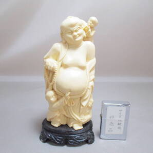 G120*仏像* 童子と布袋尊?像 1点 /乳白色 /17センチ /中国 【送料込】