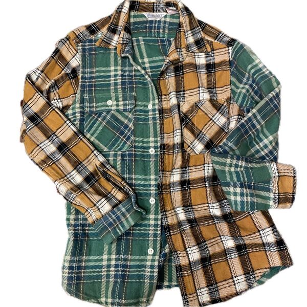 オープンカラーシャツ メンズ M チェック柄 長袖シャツ オシャレ アメカジ FIVE BROTHER ネルシャツ