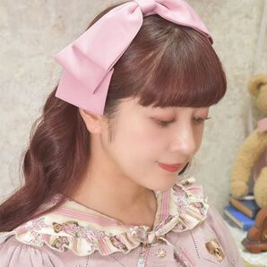 axes femme kawaii青木美沙子 斜めリボンカチューシャ ピンク新品 ヘアアクセサリー
