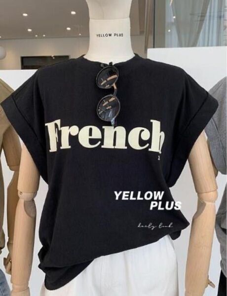 ☆超人気☆新品再入荷!人気のロゴTシャツ Mレディース 黒 かわいい ブラック 激安 韓国