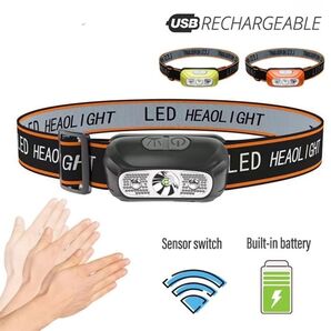LED ヘッドライト センサースイッチ付き ブラックカラー