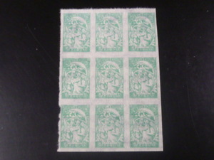 19　S　北朝鮮切手　1950年　SC#29　6w　9枚ブロック　未使用NH