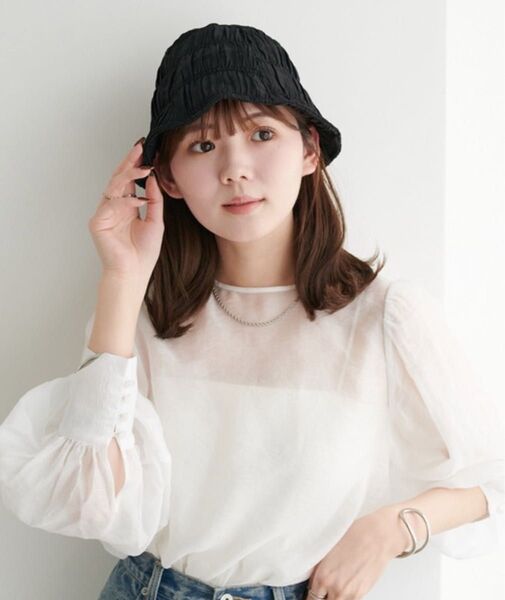 【新品タグ付】ワッシャーハット ブラック バケットハット 帽子 レディース