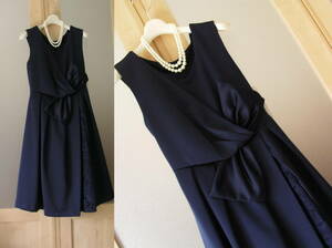  wedding *. call |M(9 number )* ribbon femi person * formal dress One-piece * navy blue * price cut 