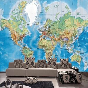 HD 世界地図写真壁画壁紙研究のリビングルームの装飾壁紙モダンなデザイン不織布壁論文 Papel Tapiz