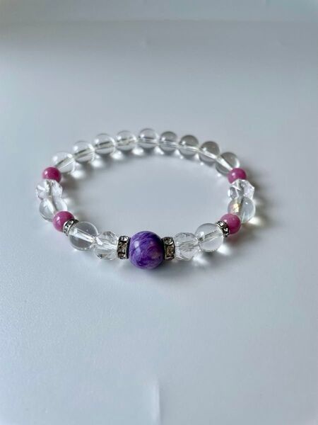 ブレスレット 天然石 パワーストーン 水晶 チャロアイト ロードナイト クリスタル アクセサリー