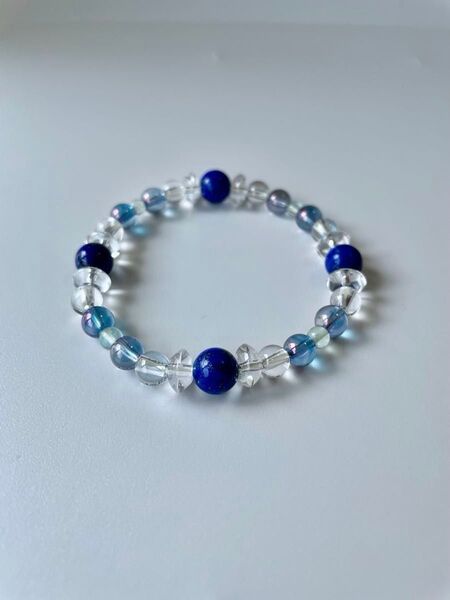 ブレスレット天然石 パワーストーン ラピスラズリ 水晶 アクセサリー