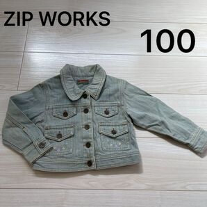 ZIPWORKS ジップワークス 100 デニムジャケット 花柄 刺繍 女の子