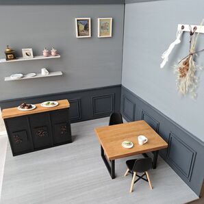 153 ミニチュア リバーシブル 背景ボード ドールハウス ミニチュアカフェ