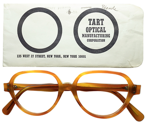 初登場最レア色 渋目初期モデル 1950s-60s デッドUSA製 TART OPTICAL タートオプティカル PUSSYFOOTER size48/18 ハニーアンバー 眼鏡a6646