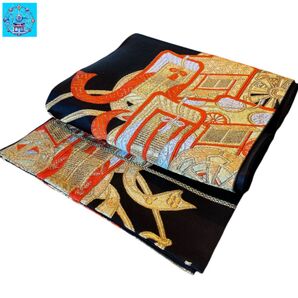 袋帯 御所車紋様 金糸 黒留袖 色留袖 訪問着 礼装 フォーマル リュース