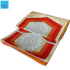 六通柄袋帯 菊桐亀甲紋様 金銀糸 ゴールド系 振袖 訪問着礼装フォーマルリメーク