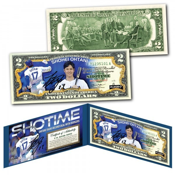 アメリカ 限定2ドル紙幣 大谷翔平 SHOHEI OHTANI ドジャース Shotime of the LA DODGERS サイン USA 証明書&ホルダー付 新品レア 送料込