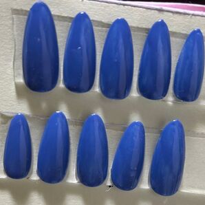 ブルー ロング オーバル ネイルチップ 10個セット
