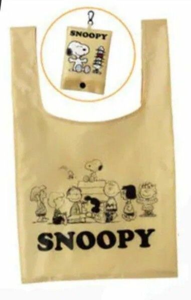 スヌーピー 収納ポーチ付き ショッピングバッグ エコバッグ ベージュ SNOOPY PEANUTS