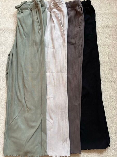 着画あり レディース ワイドパンツ オフィスカジュアル 4色セット