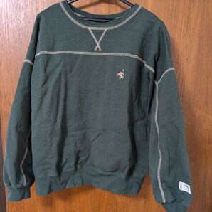 クラシカルエルフ Classical Elf《JAVAジャバ 別注》ふんわり暖か 大人の裏起毛配色ステッチロゴスウェット グリーン