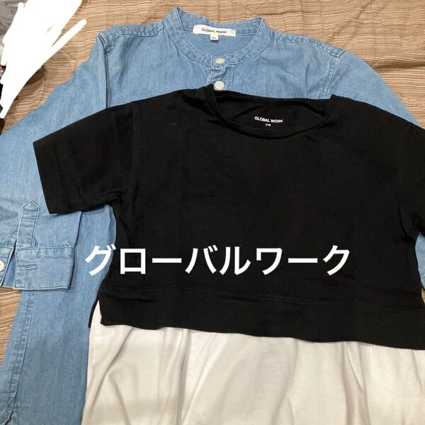 グローバルワーク 半袖Tシャツ 110 120 デニムワンピース