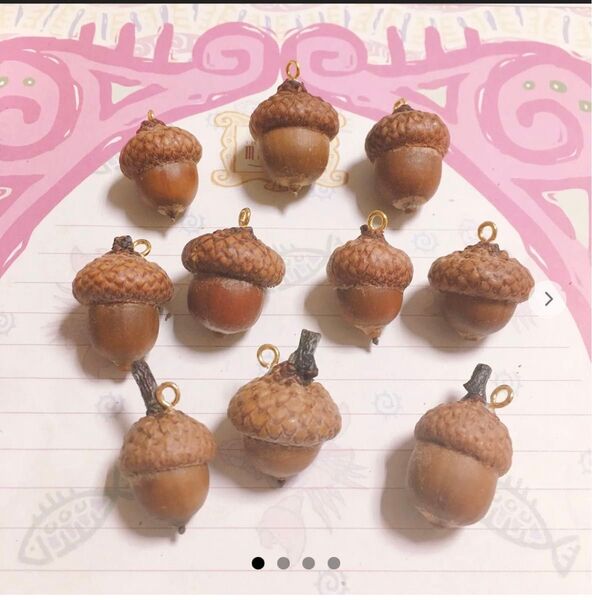 ミニミニ どんぐり レッドオーク チャーム アクセサリー 10個