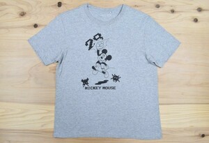 BODY WILD×Disney ミッキーマウス Tシャツ sizeM 灰色 グレー インベーダー ゲーム ディズニー グンゼ ボディーワイルド アメカジ 古着