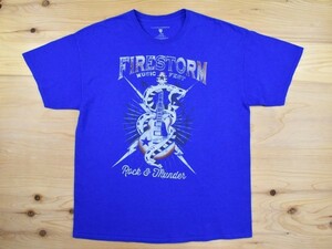 USA古着 SADDLEBRED サドルブレッド Firestorm Rocks Festival Tシャツ sizeXL相当 青 杢柄 ギター ロック ビッグシルエット アメリカ