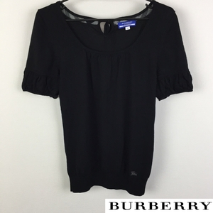 美品 BURBERRY BLUE LABEL 半袖ニット ブラック サイズ38 返品可能 送料無料