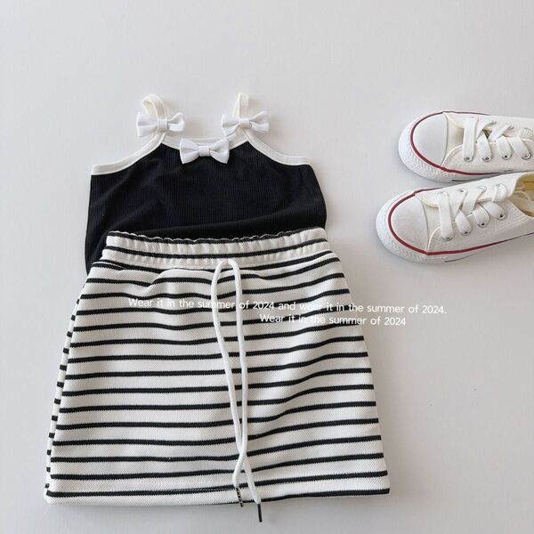 キッズ スカート スカパン スカッツ ボーダー Aライン 韓国 ミニスカート 子供服 キッズ 女の子