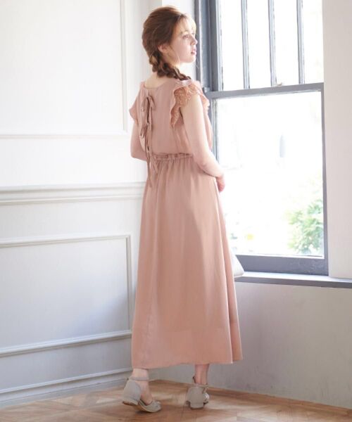 【美品】MAJESTIC LEGON バックリボンマキシワンピース オレンジ M