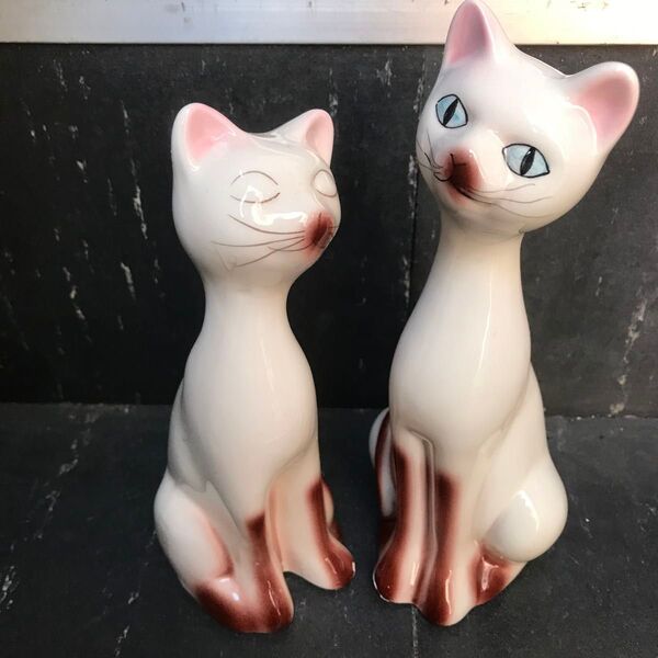 猫 置物 陶器 ネコ ねこ 2個セット レトロ 昭和レトロ