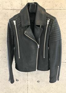  beautiful goods rare HOTEL PARTICULIER Biker leather rider's jacket XS black hotel party kyulie ram leather sheep leather France made 