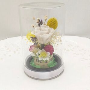 【お値下げ】プリザーブドフラワー 【ガラスフラワー】 円筒形 (6.6*10.5) バラ1輪