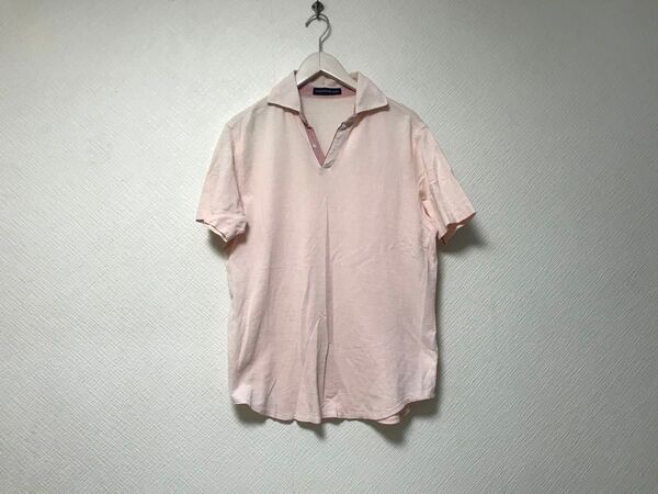 本物トゥモローランドTOMORROWLANDコットン半袖ポロシャツメンズサーフアメカジミリタリーワークビジネススーツゴルフLピンク