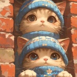 新品ダイヤモンドアート30×40 赤レンガの猫ちゃん 可愛い仔ねこ 作成キット