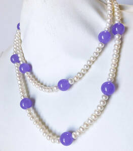  pearl layer 100%* natural fresh water pearl .... long necklace * white *90cm
