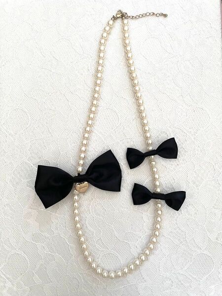 最終♪Jenni♪ネックレス♪リボンのパールネックレス♪美品♪ジェニィ