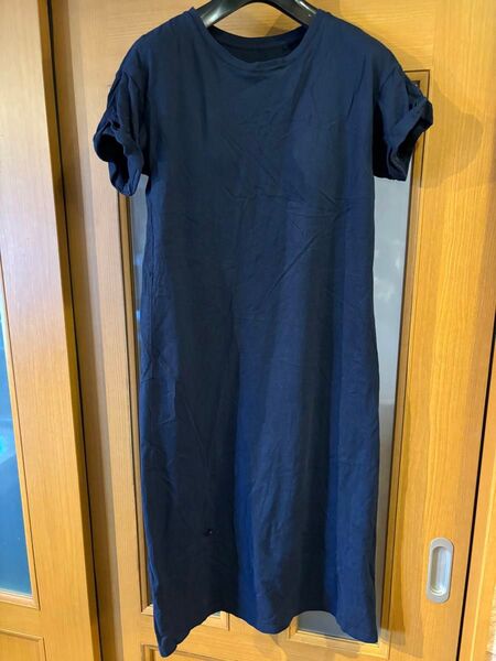 #ユニクロ#レディース#半袖#ニット#ワンピース#Mサイズ#ネイビー