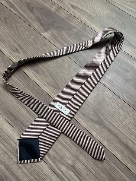 美品 青山 ポール ネクタイ ワイン ストライプ シルク シンプル 定番 百貨店
