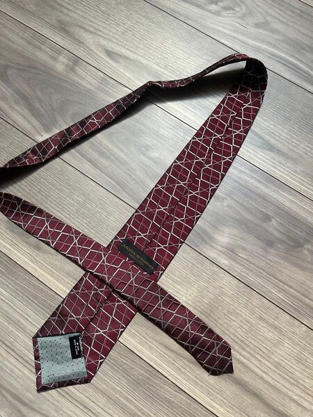 美品 AOYAMA 青山 モダリトルノ ネクタイ ワイン 総柄 日本製 レトロ